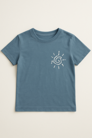 Erkek Çocuk Yazlık Tişört & Şort Kombini – Organik Pamuk, Petrol Mavi