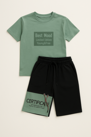 Erkek Çocuk Modern Tasarım Tişört-Şort Seti