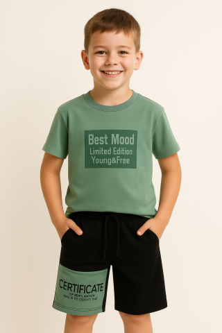 Erkek Çocuk Modern Tasarım Tişört-Şort Seti