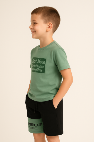 Erkek Çocuk Modern Tasarım Tişört-Şort Seti