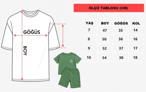 Erkek Çocuk Günlük Stil Seti – Cepli Şort, Zümrüt Yeşili