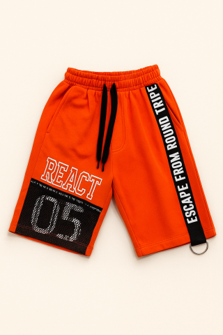 Erkek Çocuk Günlük Spor Seti – Tişört & CEPLİ Turuncu Şort