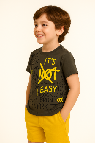 Çocuk Konforlu Yazlık Set – Üst & Soft Sarı Şort