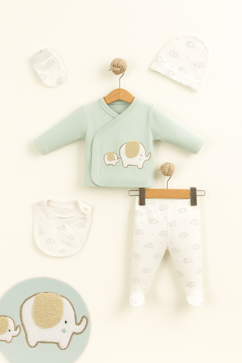 Little Life %100 Pamuklu Bebek Yenidoğan 5'li Unisex Bebek Hastane Çıkış Seti (5 PARÇA)