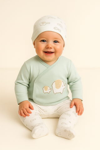 Little Life %100 Pamuklu Bebek Yenidoğan 5'li Unisex Bebek Hastane Çıkış Seti (5 PARÇA)