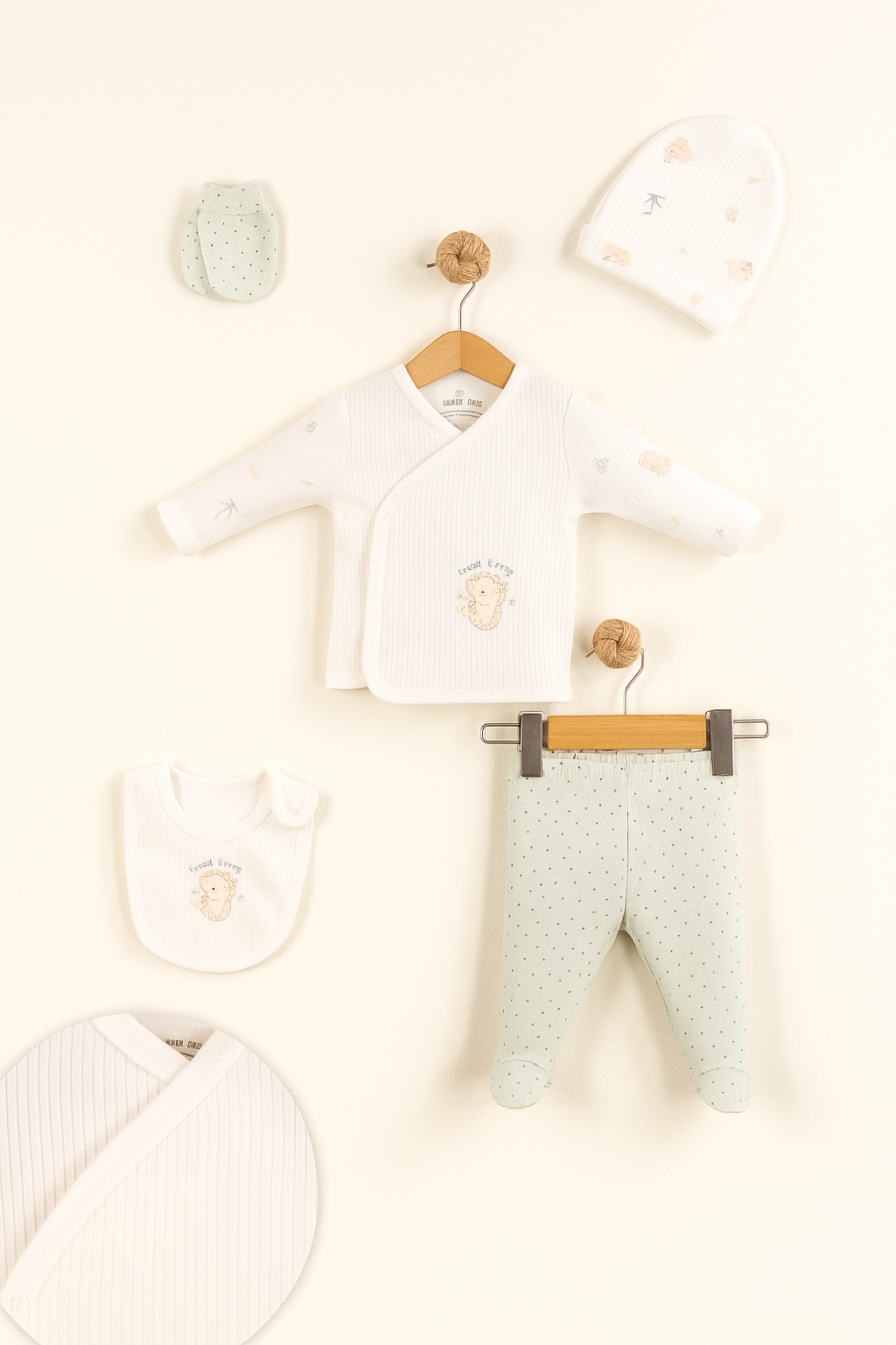 Little Life %100 Pamuklu Bebek Yenidoğan 5'li Unisex Bebek Hastane Çıkış Seti (5 PARÇA)