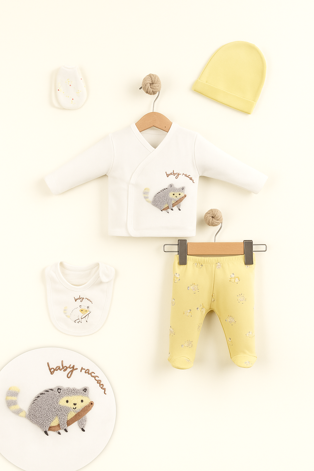 Little Life %100 Pamuklu Bebek Yenidoğan 5'li Unisex Bebek Hastane Çıkış Seti (5 PARÇA)