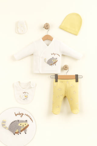 Little Life %100 Pamuklu Bebek Yenidoğan 5'li Unisex Bebek Hastane Çıkış Seti (5 PARÇA)
