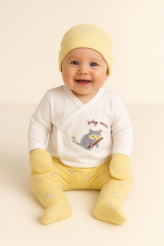 Little Life %100 Pamuklu Bebek Yenidoğan 5'li Unisex Bebek Hastane Çıkış Seti (5 PARÇA)