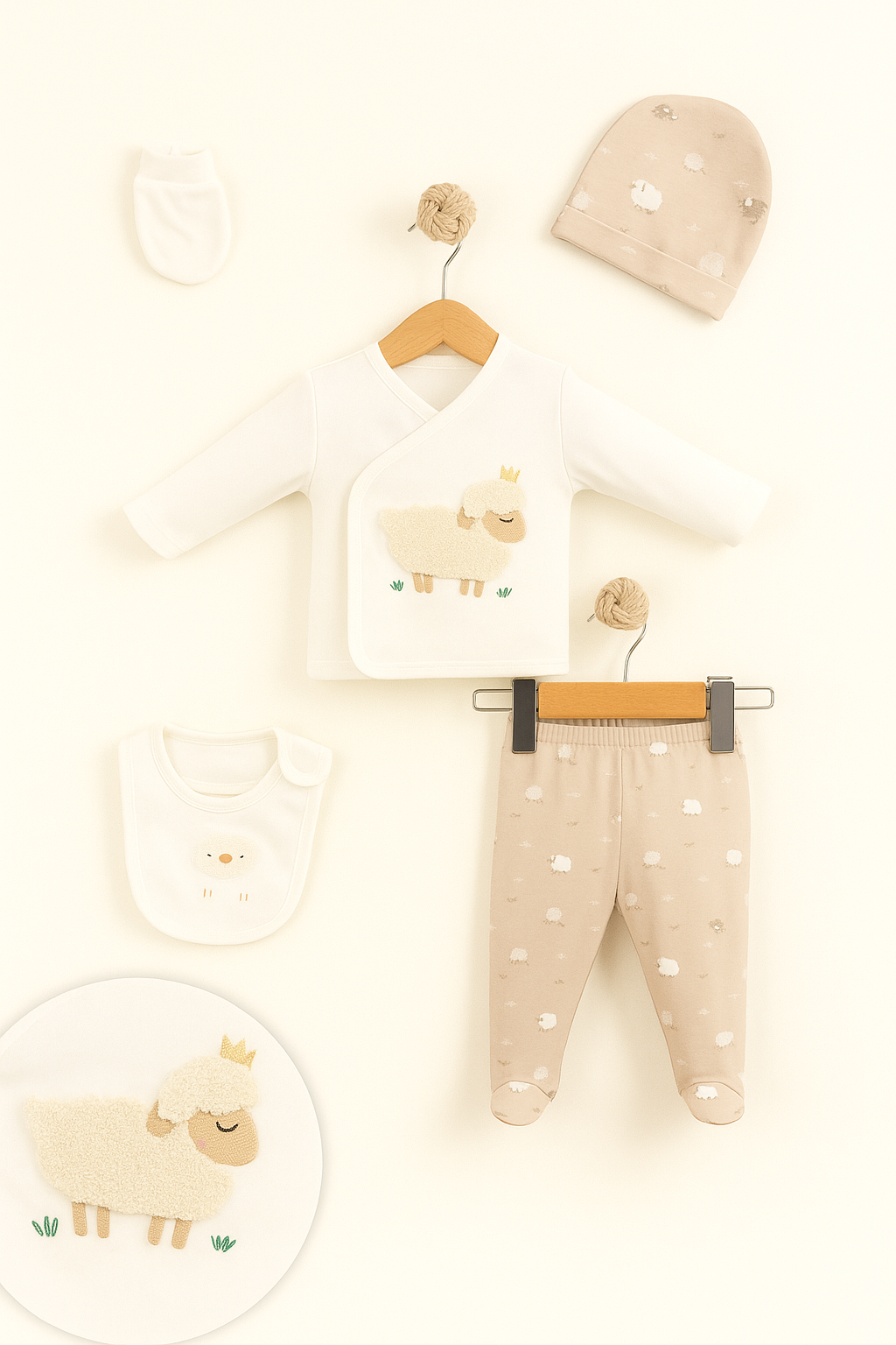 Little Life %100 Pamuklu Bebek Yenidoğan 5'li Unisex Bebek Hastane Çıkış Seti (5 PARÇA)