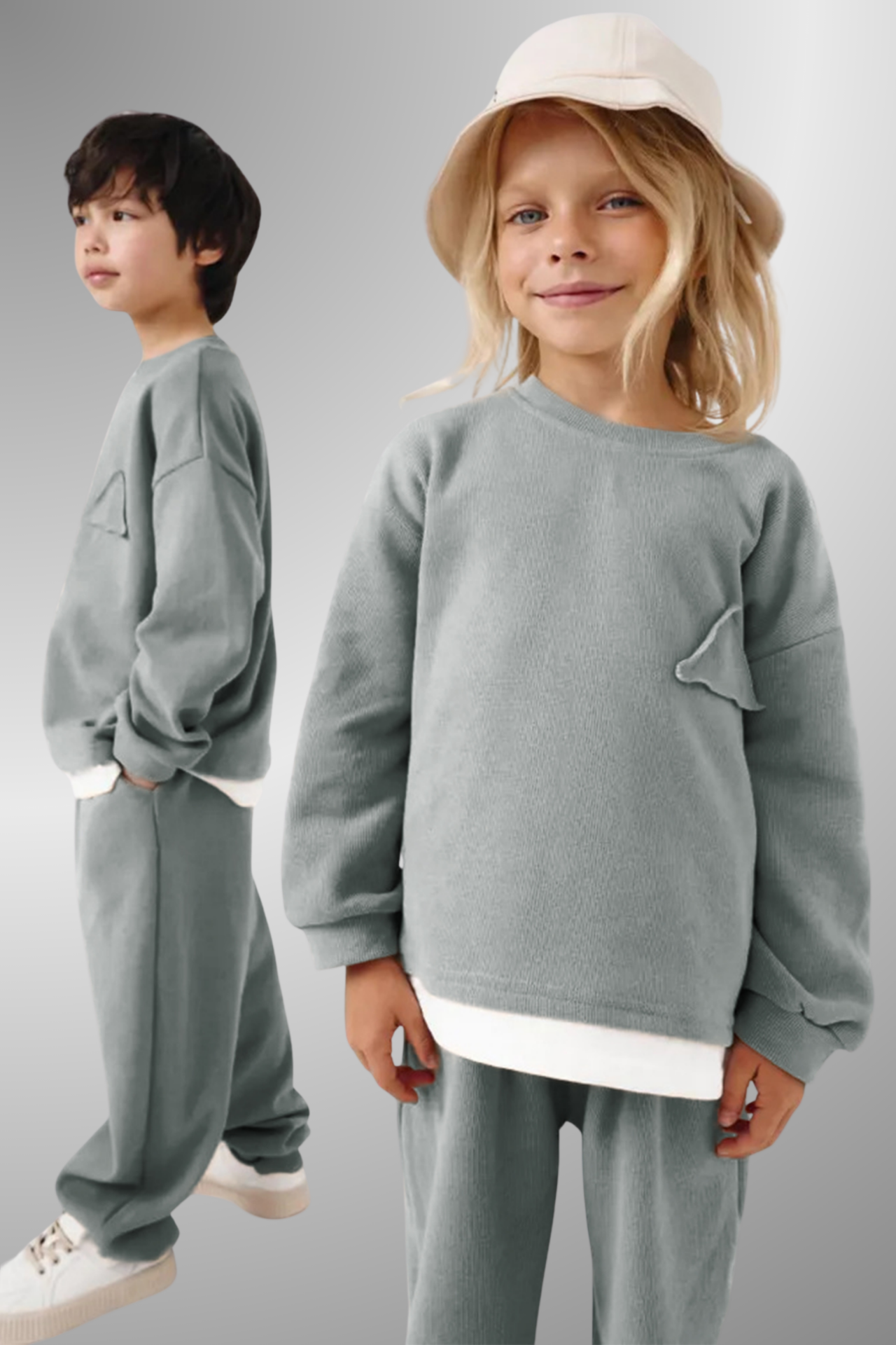 Çocuk Basic Rahat Kalıp İkili Takım – Gri