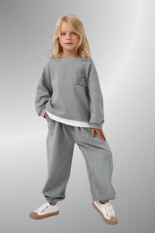 Çocuk Basic Rahat Kalıp İkili Takım – Gri