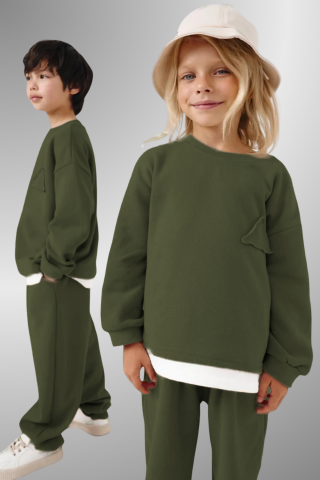 Çocuk Basic Rahat Kalıp İkili Takım – HAKİ