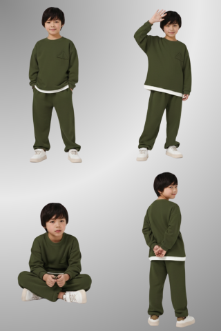 Çocuk Basic Rahat Kalıp İkili Takım – HAKİ