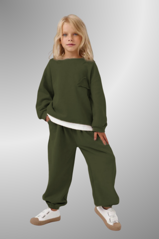 Çocuk Basic Rahat Kalıp İkili Takım – HAKİ