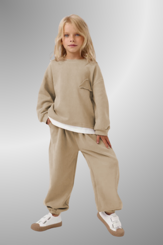 Çocuk Basic Rahat Kalıp İkili Takım – KREM