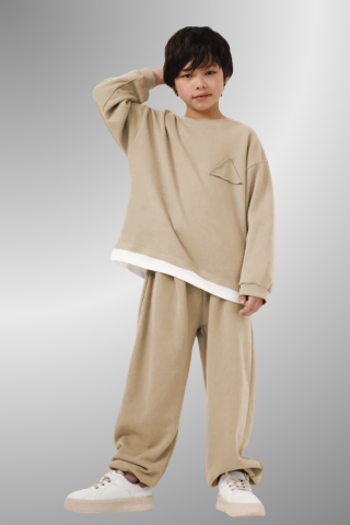 Çocuk Basic Rahat Kalıp İkili Takım – KREM