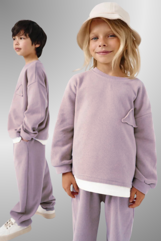Çocuk Basic Rahat Kalıp İkili Takım – LİLA