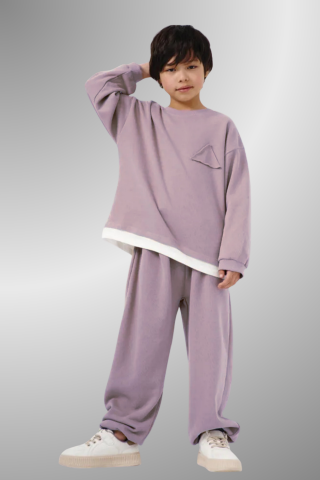 Çocuk Basic Rahat Kalıp İkili Takım – LİLA