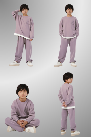 Çocuk Basic Rahat Kalıp İkili Takım – LİLA