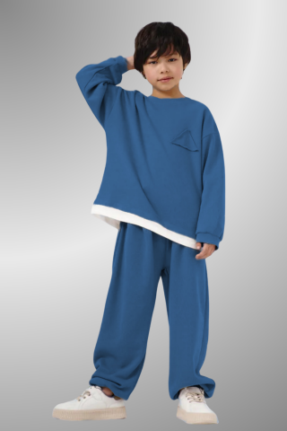 Çocuk Basic Rahat Kalıp İkili Takım – MAVİ