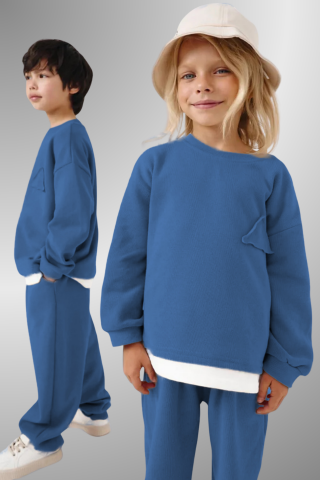 Çocuk Basic Rahat Kalıp İkili Takım – MAVİ