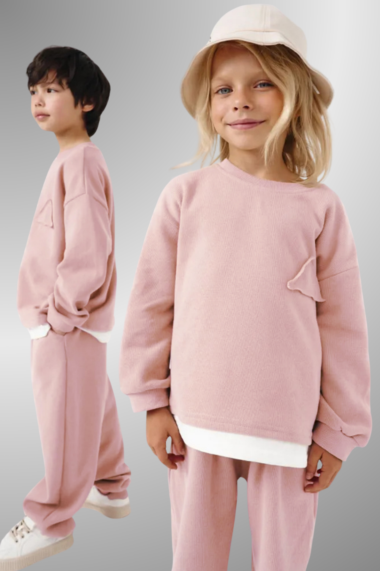 Çocuk Basic Rahat Kalıp İkili Takım – PEMBE