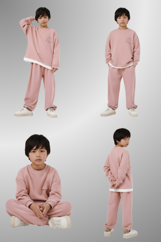 Çocuk Basic Rahat Kalıp İkili Takım – PEMBE