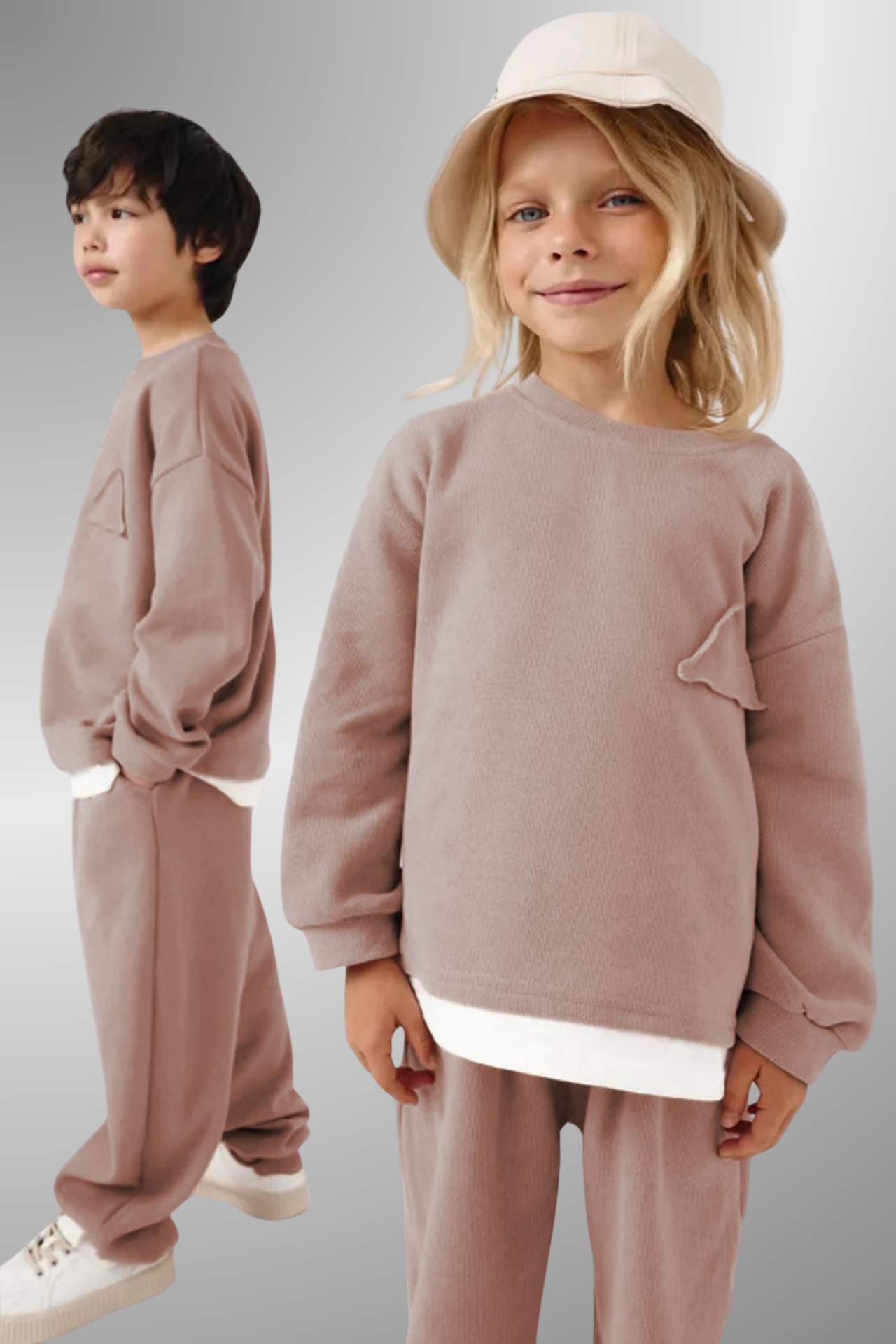 Çocuk Basic Rahat Kalıp İkili Takım – VİZON