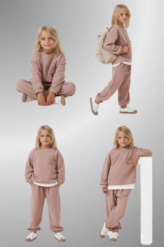 Çocuk Basic Rahat Kalıp İkili Takım – VİZON