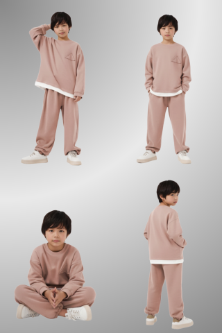 Çocuk Basic Rahat Kalıp İkili Takım – VİZON